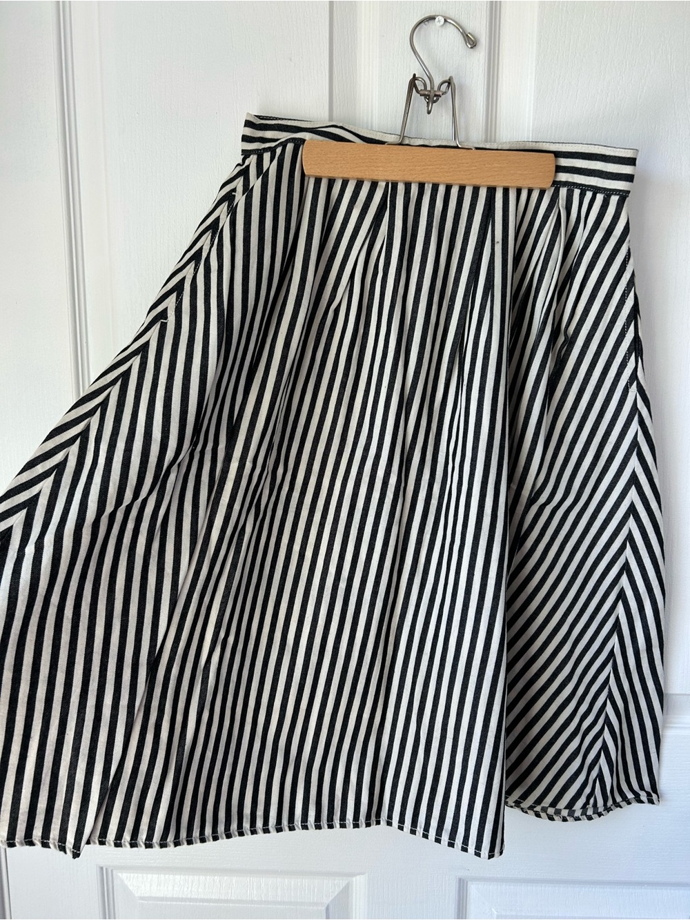 life in progress Black and White Striped Circle Skirt